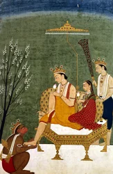 Vishnus sjunde inkarnation som Rama-Chandra: Rama och Sita återförenade